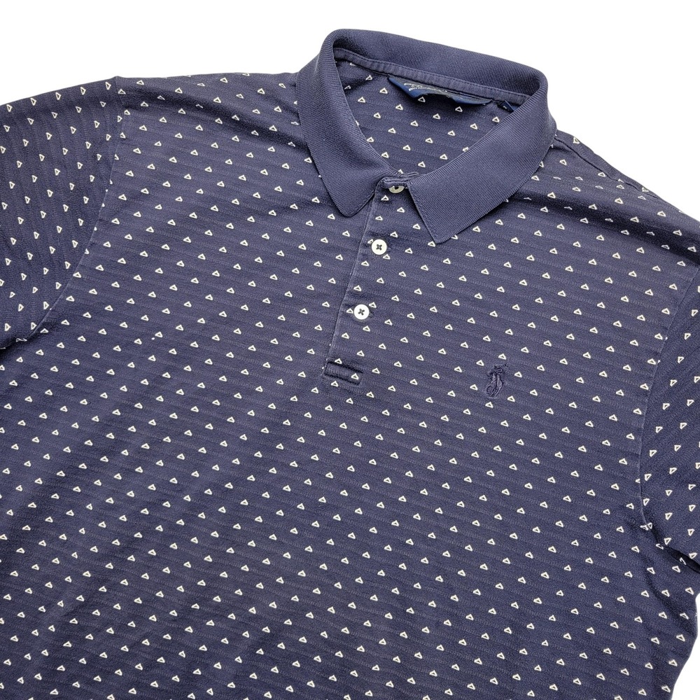 Polo Golf Ralph‎ Lauren Polo Shirt Mens L Blue Geometric Pima Cotton Golf Top